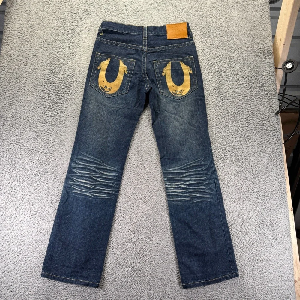 True Religion Jeans Mens 32x34 Blue‎ Cotton Denim Straight Workwear Faded Travel